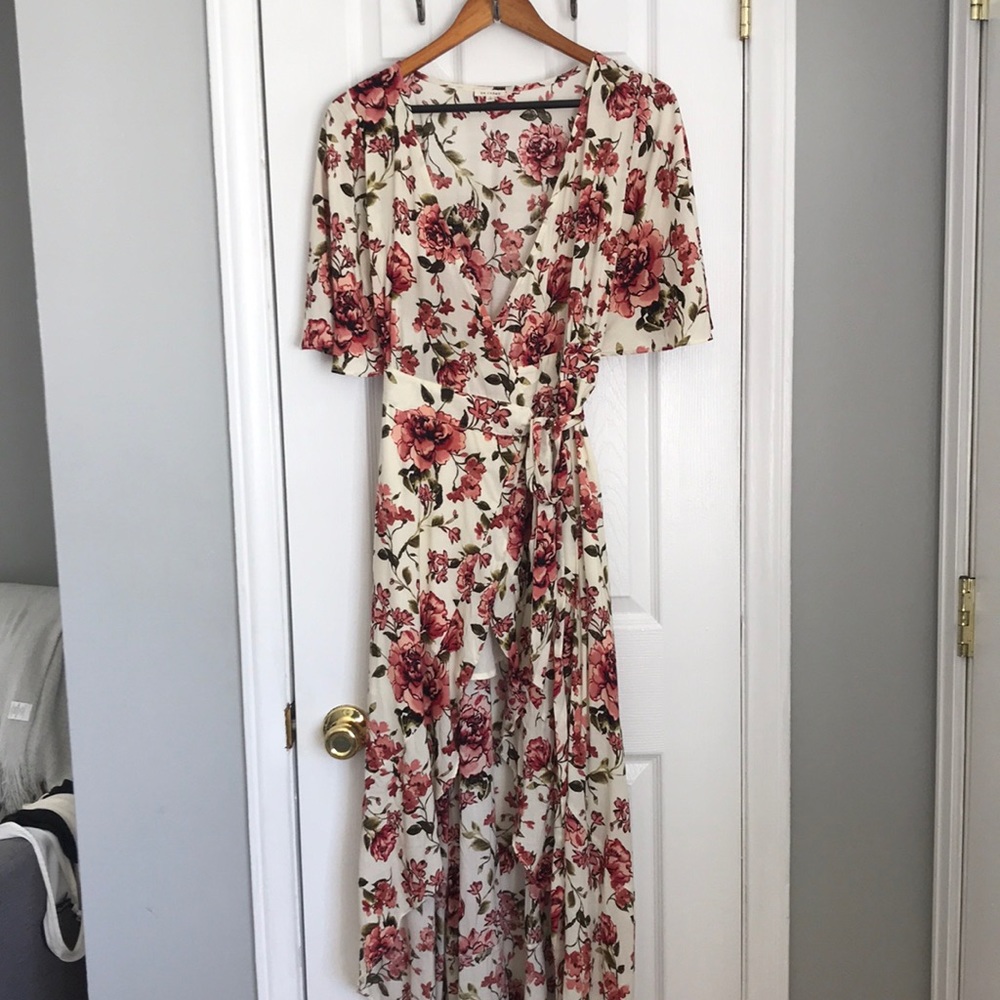 Buckle High-low wrap dress